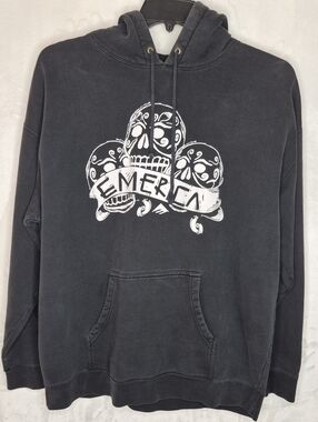 Emerica Black‎ Pullover Hoodie White Skull Trio Graphic Size XL